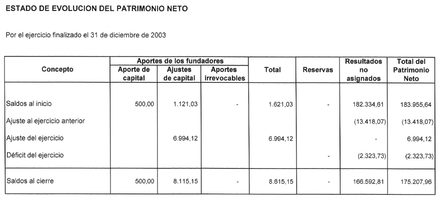 Evolucion del Patrimonio