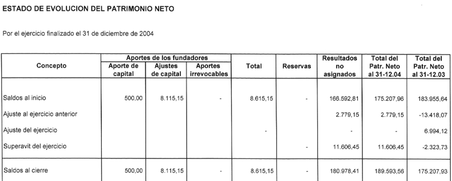 Evolucion del Patrimonio