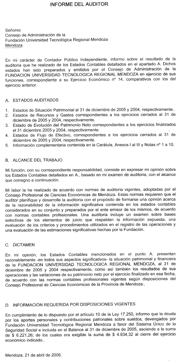 Informe del Auditor